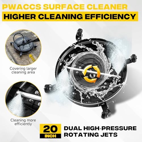 PWACCS 20" Pressure Washer Surface Cleaner with 4 Wheels and Dual Handle - Image 3