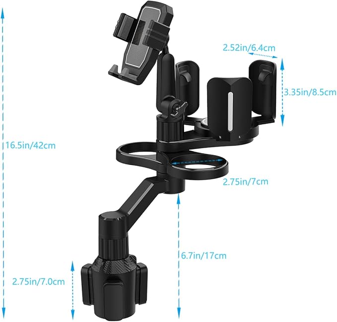 4-in-1 Car Expander with Dual Cup Holder, Phone Holder, 360 Adjustable Base, All Purpose Organizer for Snack Bottles, Drinks - Image 7