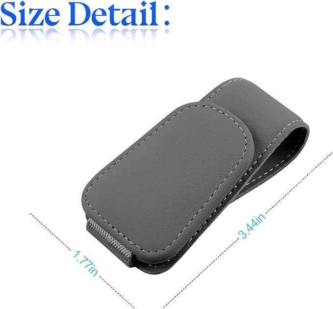 zipelo 2PCS Magnetic Leather Sun Visor Sunglasses Holders, Gray | one-hand access, soft contact surfaces, stores glasses and cards, lightweight compact form, car interior accessories - Image 2
