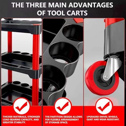 Auto Detailing Cart with Wheels, 3 Tier Rolling Detail Cart - Image 5