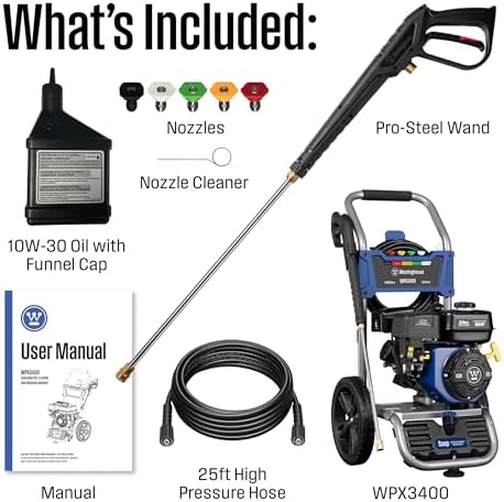Westinghouse WPX3400 Gas Pressure Washer, 3400 PSI and 2.6 GPM, Onboard Soap Tank, Spray Gun and Wand, 5 Nozzle Set, for Cars/Fences/Driveways/Homes/Patios/Furniture - Image 6