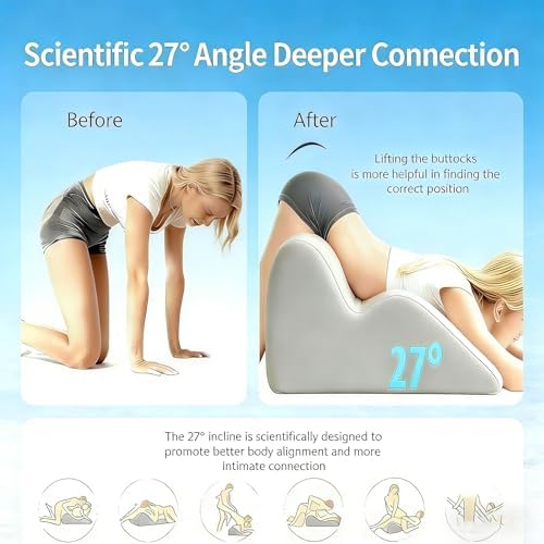 RSN Moodie Intimacy Pillow, Chiro Monk Couples Pillows, 27° Angle Perfect Position Ergonomic Contoured Support Pillow, Multi-Functional Memory Foam Lounger Cushion Back Support (Blue, OneSize) - Image 4
