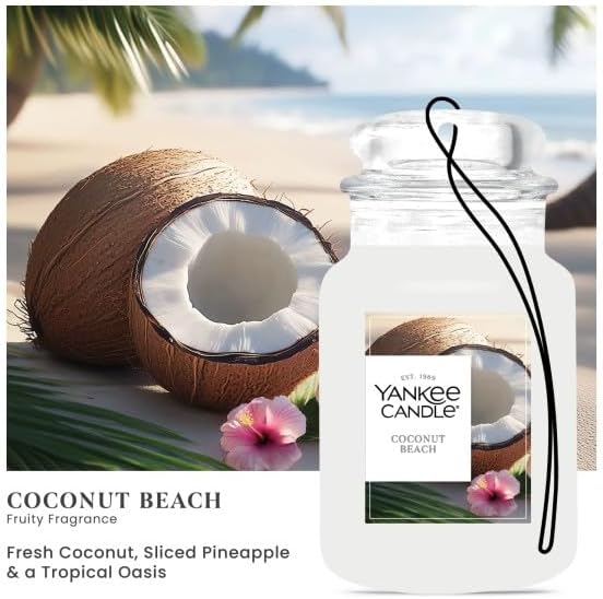 Yankee Candle Paper Car Jar Air Freshener for Long Lasting Fragrance for Long Lasting Fragrance, Coconut Beach, 2 Packs - Image 2