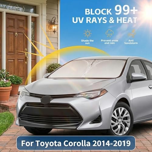 for Toyota Corolla 2014-2019 Windshield Sun Shade - Custom Fit Front Window Shade Corolla Accessories Sun Visor Foldable Shade Blocks UV Rays Summer Must Have Car Accessories - Image 2