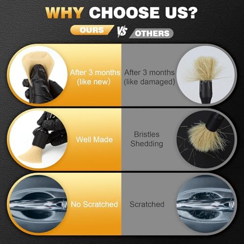 MVEQRRN 10PCS Car Detailing Brush Set,Boars Hair Detail Brush Kit(Black) - Image 7