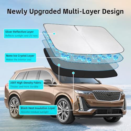 Windshield Sun Shade for Cadillac XT6 2020-2026 Sunshade - Image 3