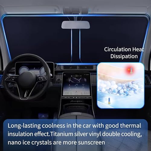Windshield Sun Shade for Cadillac SRX 2010-2025 & Lincoln MKC 2015-2019 / MKX 2007-2018, Front Windshield Sunshade with Full Coverage Reflective Polyester Material Blocks Heat & Sunlight - Image 3