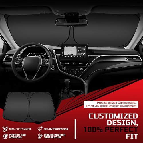 Windshield Sun Shade for 2014-2023 Jeep Cherokee (Not for Jeep Grand Cherokee) Foldable Sun Sunshade for Car Front Window Blocks UV Heat Automotive Interior Protector Custom Fit Accessories - Image 2