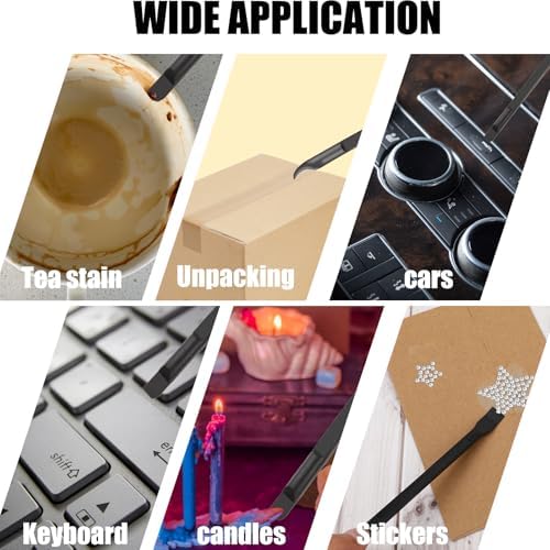 14 Pcs Plastic Crevice Cleaning Tool Car Detailing Spatula Set Black Scraper Tool Non-scratch Small Putty Knife Anti-static Tweezers for Tight Spaces - Image 5