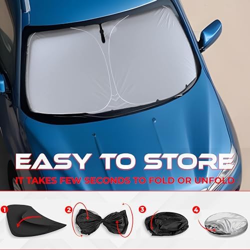 Autotech Park Foldable Sunshade Compatible with 2017-2023 BMW 5 Series Sedan, UV Reflective and Easy Storage, Custom-fit Car Windshield Sun Shade - Image 5