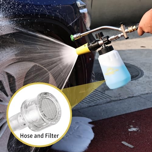 FENG PAI Foam Cannon for Pressure Washer with Dual-Connector Accessory, 7 Power Washer Sprayer Nozzles, 1/4" Quick Connect Double Tip Attachment Soap Bottle Sprayer Soap, 3600 PSI (White) - Image 7