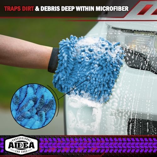 AIDEA Car Wash Mitt Microfiber, 1PK, Car Wash Brush, Blue, 7.12''X10.14'' - Image 5