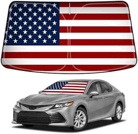 Bestview American Flag Windshield Sunshade for 2018-2024 Toyota Camry,Custom Fit Foldable Front Window Sunshade Sun Visor Accessories Protector Block UV Rays Heat, Keep Your Car Cooler by BESTVIEW