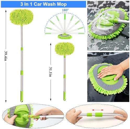 43Pcs Car Wash Detailing Kit Cleaning Kits with Foam Gun Sprayer Long Handle Mop Car Vacuum Drill Brush Large Wash Mitt Towels Complete Interior Exterior Car Washing Supply Set Blue - Image 3