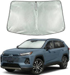 Windshield Sun Shade Custom Fit for 2019-2026 Toyota RAV4, Advanced Diamond-Patterned Heat Shield to Block UV Rays, Foldable Auto Window Visor, Precise Mirror Cutout by Giselia