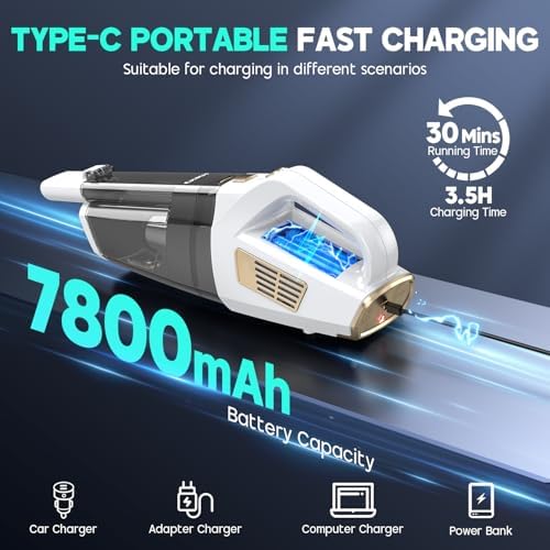 CKIKH Handheld Vacuum Cordless 15000PA, Hand Held Car Vacuum Cleaner - Image 4