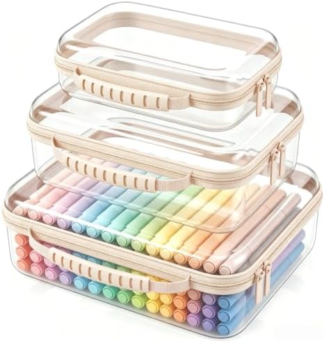 Clear Hard Shell Organizer Cases, 3 Pack with Handle | Durable, water-resistant, scratch-resistant surface for travel, toiletries, electronics and toys by Unknown