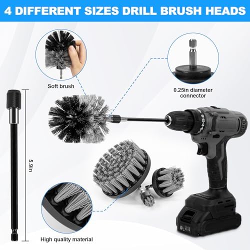 THINKWORK Car Detailing Kit with Multi-Size Drill Brushs & Extension Pole - Image 2