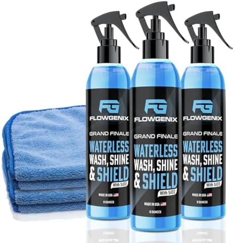 Grand Finale Waterless Car Wash Spray 8 oz - Motorcycle Cleaner 3-Pack by Flowgenix