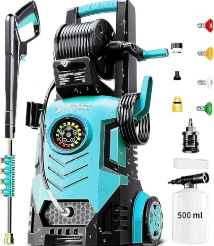 2026New Pressure Power Washer 5000PSI with Adjustable Touch Screen 8 Level, 34" Tall, 4 Quick Connect Nozzles,Inlet Hose&Filter&500mlFoam Cannon for Cars/Fences/Driveways/Home Cleaning (Blue) by FOTING-Makeyourwaterrefreshed