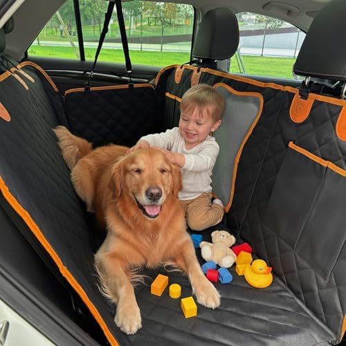 Dog Car Seat Cover, 600D Oxford Fabric, Waterproof Anti-Slip Hammock | Heavy Duty Pet Seat Protector with Side Flaps,Scratch Resistant for Back Seats,Fits Most Cars,Trucks and SUVs by Unknown