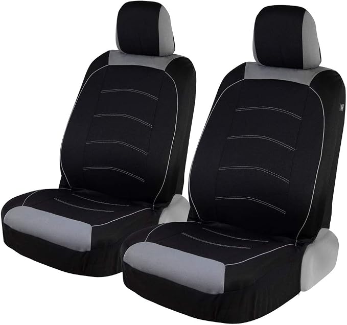 Motor Trend (2) Car Seat Covers for Front Seats with (2) Trimmable Car Floor Mats – Universal Fit Auto Accessories for Cars, Trucks, SUVs, Vans – Interior Protection and Vehicle Interior Shield Combo - Image 2