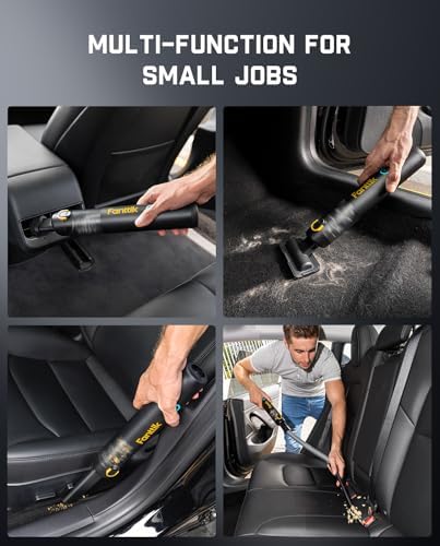 Fanttik Slim V8 APEX Cordless Car Vacuum & Air Duster, 4-in-1 Portable Mini Vacuum with 19000pa Suction Power for Pet Hair, Type-C Charge, One-Touch Empty for Car, Office Desk, Keyboards (Black) - Image 3
