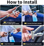 FENG PAI Foam Cannon for Pressure Washer with Dual-Connector Accessory, 7 Power Washer Sprayer Nozzles, 1/4" Quick Connect Double Tip Attachment Soap Bottle Sprayer Soap, 3600 PSI (White) - Image 6