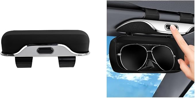 Sunglasses Holder for Car Sun Visor, Convenient Vehicle Visor Eyeglasses Organizer Case, Automotive Interior Glasses Hanger Protective Storage Box, Universal for Vehicles (Black) by Unknown