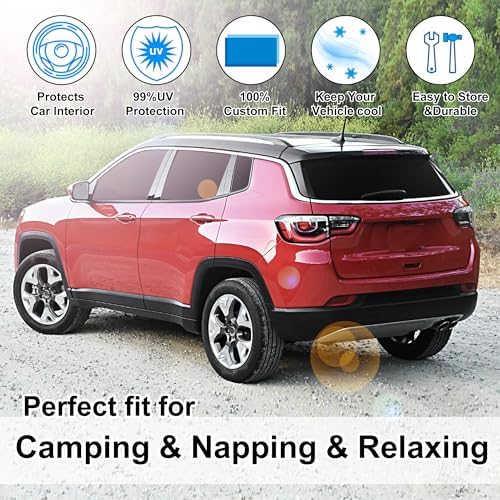 TINGLU Window Shades for Jeep Compass 2017-2024 Accessorie Car Side Full Windows Rear Triangular Windshield Sun Shade Sun UV Rays & Privacy Protection for Camping,Napping,and Relaxing 8PCS - Image 6