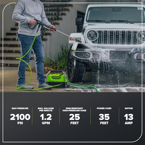Greenworks 2100 PSI (1.2 GPM) Electric Pressure Washer - Image 4