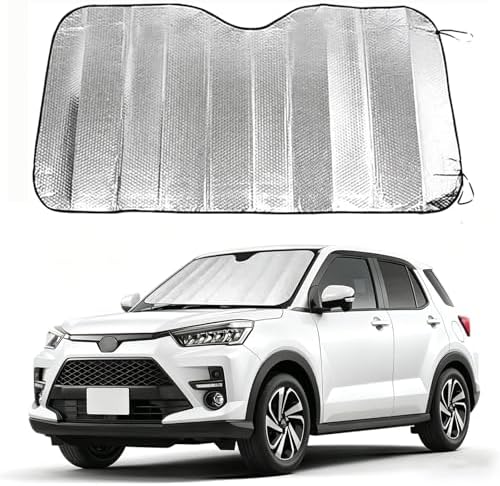 Car Windshield Sun Shade, Double Thickening Bubble Sun Shade, Foldable Front Window Sunshade with Suction Cups, UV-Blocking Sun Visor, Keeps Vehicle Cool for Most Cars SUVs (55"x27.5") by Unknown