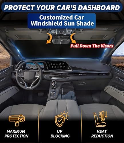 Custom-Fit for GMC Windshield Sun Shade, Car Sunshade Cover UV Block Car Front Window with Foldable Sun Shade Cover Cool Protection Visor (for GMC Hummer EV SUV) - Image 6