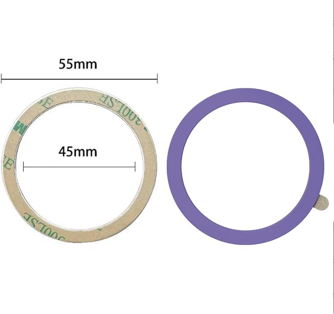 TENOC Universal Metal Ring Sticker, 3Pcs, Light Purple | Compatible with iPhone/Samsung/Android Cellphones, Magnetic Phone Charger/Mount/Holder Conversion - Image 2