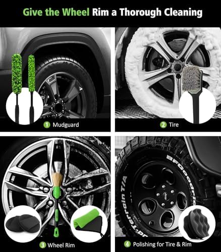YeewayVeh 8PCS Wheel & Tire Brush Kit, 2-Size 360° Bendable Rim Brush - Image 6