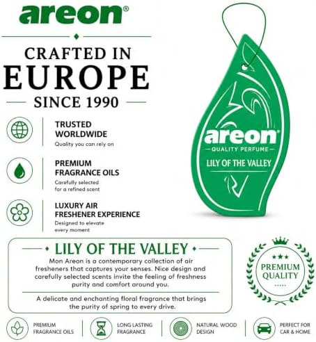 AREON MA33 Hanging Best Car Air Freshener Lily of the Valley Scent, Paper Hanging Ornaments, Long Lasting Scent for Car or Home 12 Pack - Image 6