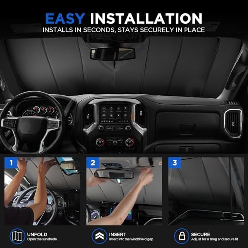 MAIKER Windshield Sunshade Compatible with Chevrolet Silverado 2019-2025 - Image 5