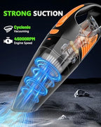 Handheld Vacuum Cordless, Rechargeable Car Vacuum Cleaner with Multiple Attachments, Portable Hand Held Vacuum Suction Power, Mini Vacuum for Car, Home, Pet Hair, Office, Desk, Keyboards Black Orange - Image 2