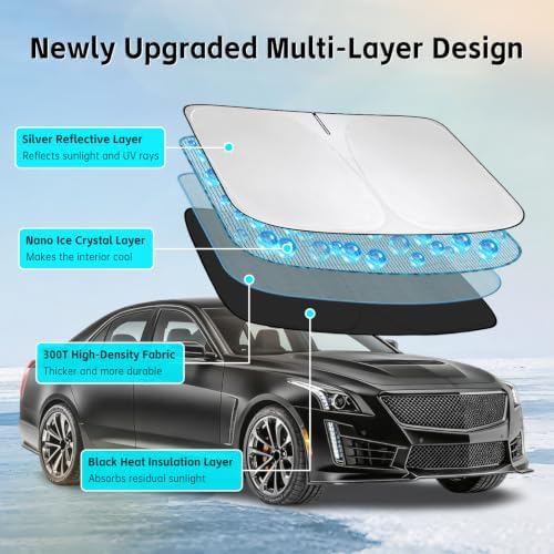 Windshield Sun Shade for Cadillac CTS 2014-2019 Sunshade - Image 3