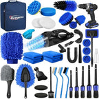 Qydipclin 37Pcs Car Detailing Kit, Car Detailing Brush Set, Car Wash Cleaning Kit, Car Detailing Brushes, Professional Car Care Kit for Interior Exterior Wheels, Blue by Qydipclin