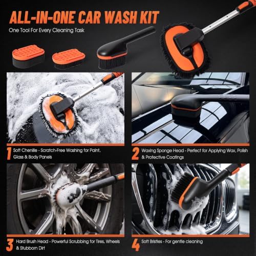IVYROLL Car Wash Kit, 4-in-1 Car Wash Brush with Long Handle - Image 4