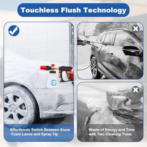 DUSICHIN Foam Cannon Short Pressure Washer Gun 1/4 Inch Quick Connector,5 Pressure Washer Nozzle Tips Car Wash Foam Gun 3/8'' Swivel Quick Connector,M22-14mm M22-15mm Fitting,Not Use with Garden Hose - Image 3