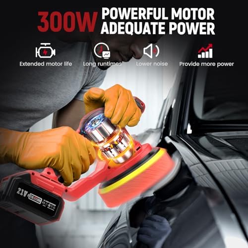 Updated 6 Inch Cordless Car Buffer Polisher with 2x4.0Ah Batteries - Image 2