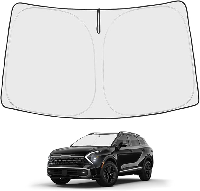 Proadsy Custom Fit 2023-2026 Kia Sportage Windshield Sun Shade, Blocks Heat | 240T Heat Shield, Drops Temp 54°F, Blocks 99% UV, Prevents Dashboard Cracking, Summer Parking & Beach Trips, Easy Twist-Fold by Proadsy