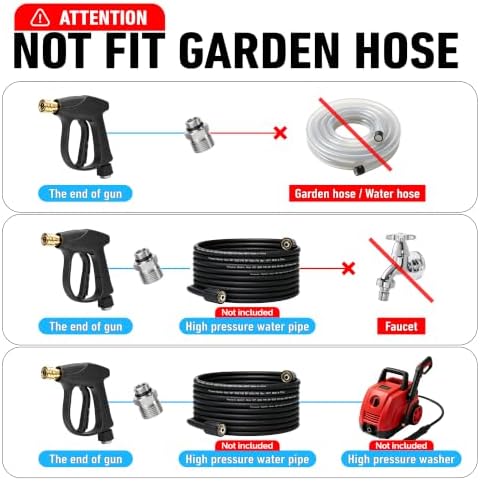 Sewer Jetter Kit for Pressure Washer 50 FT, Drain Cleaner Hose with Power Washer Gun, 1/4 Inch NPT Corner, Rotating and Button Nose Sewer Jetting Nozzle,Waterproof Tape, Pearl Corsage Pin, Spanner - Image 3