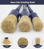 YeewayVeh 3PCS Car Detailing Brush Set, Boars Hair Bristles Brushes, Indigo - Image 2