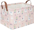 FXOLCSHE Rectangular Pink Alpaca Basket,Collapsible waterproof nursery laundry basket,Toy nursery, kids clothes gift basket with handles,Kids Room Decor(Alpaca) by FXOCSHE