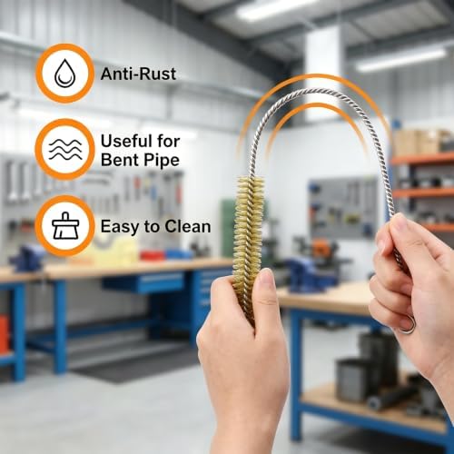 Tube Brush Kit 7 Pcs Brass Wire Brushes 12 Inch Long Pipe Cleaner with 6mm to 18mm for Engine Bore Auto Parts Cleaning - Image 4