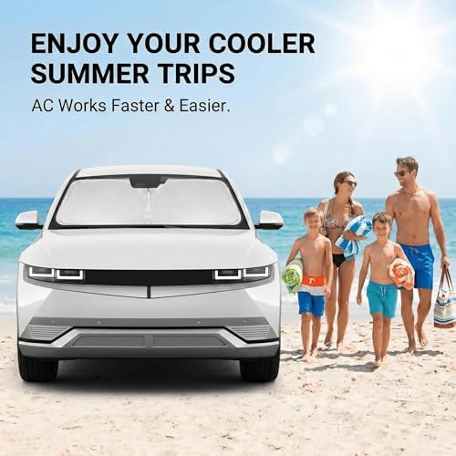 Windshield Sun Shade for Hyundai Ioniq 5 2020-2024 2025 2026 -Front Window Shade Custom Fit Ioniq 5 Accessories Sun Visor Foldable Shade Blocks UV Rays Summer Must Have Car Accessories - Image 4