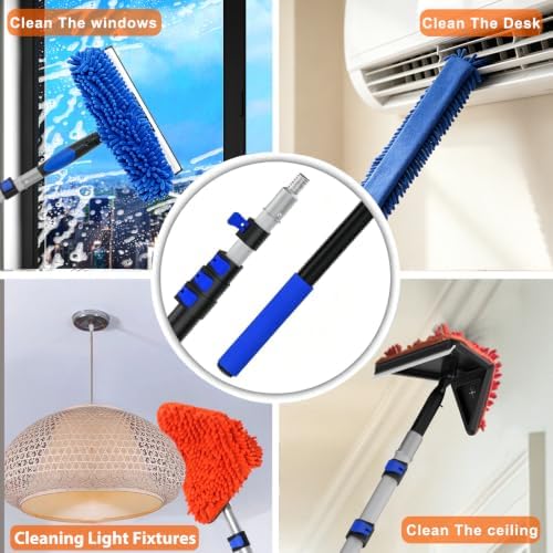 AgiiMan 10FT Reach Duster Cleaner Kit with 1.1-4.4FT Extension Pole, Window Squeegee and Duster Kit, Triangle Baseboard Cleaner Tool for Windows, Glass , Flooring and Walls - Image 4